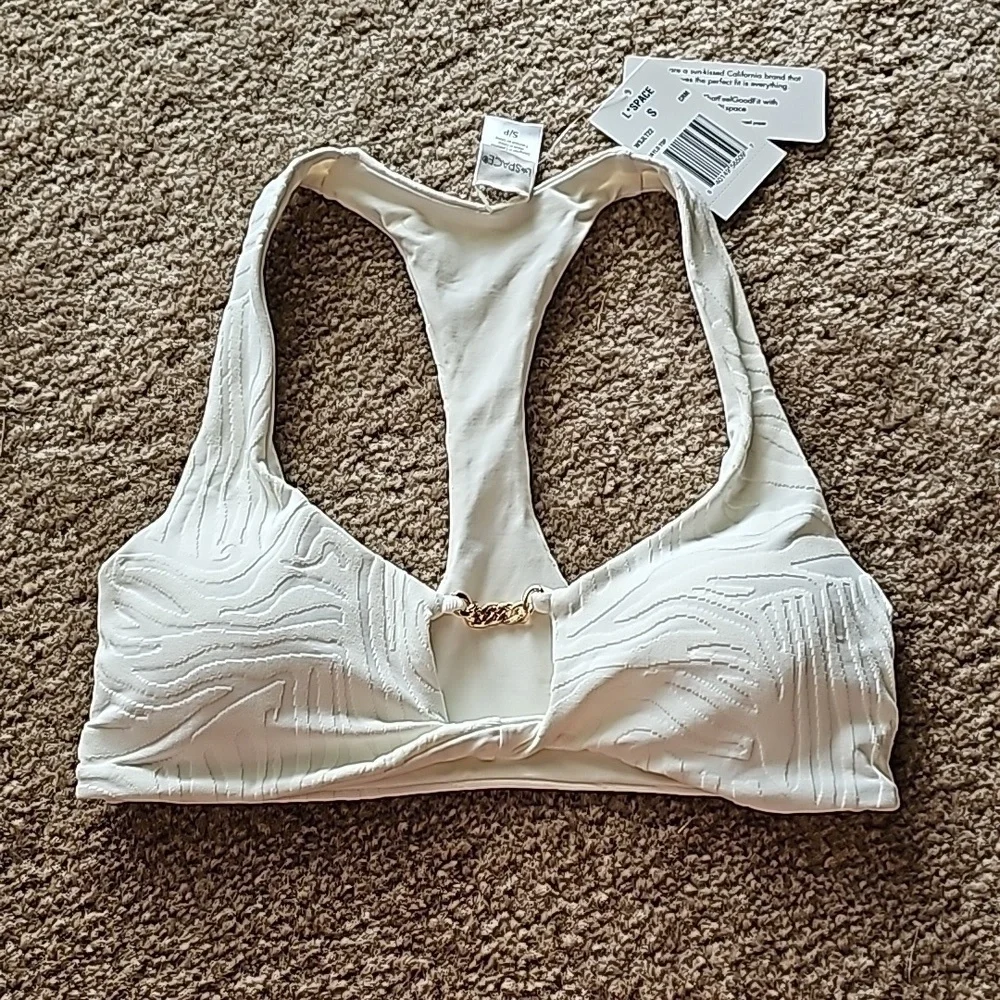 L Space Cream Wild Side Jaylo Bikini Top Small